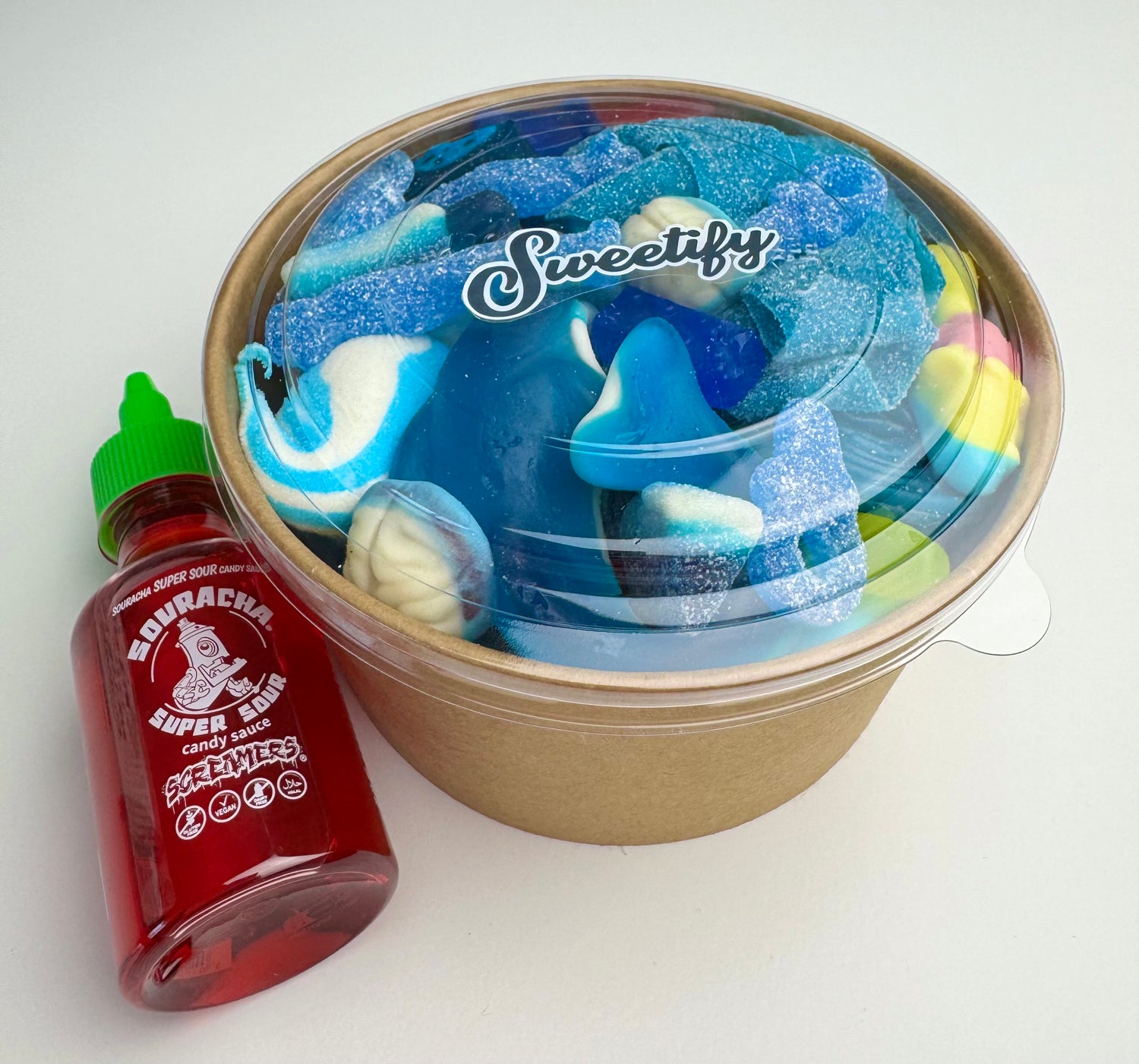 CANDY SALAD BOWL - INCLUDES 1 SOURACHA SAUCE BOTTLE